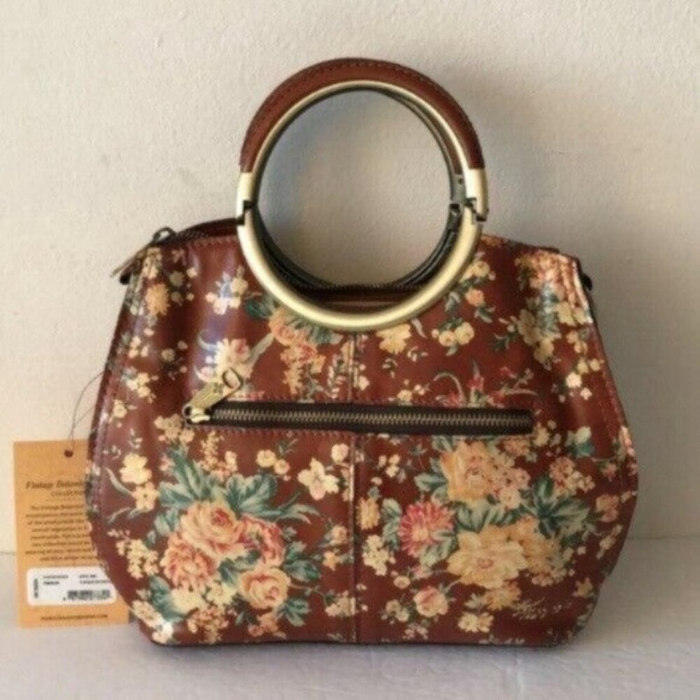 Patricia Nash Aria Handbag Leath Vintage Botanical Garden Floral Crossbody - Picture 7 of 13